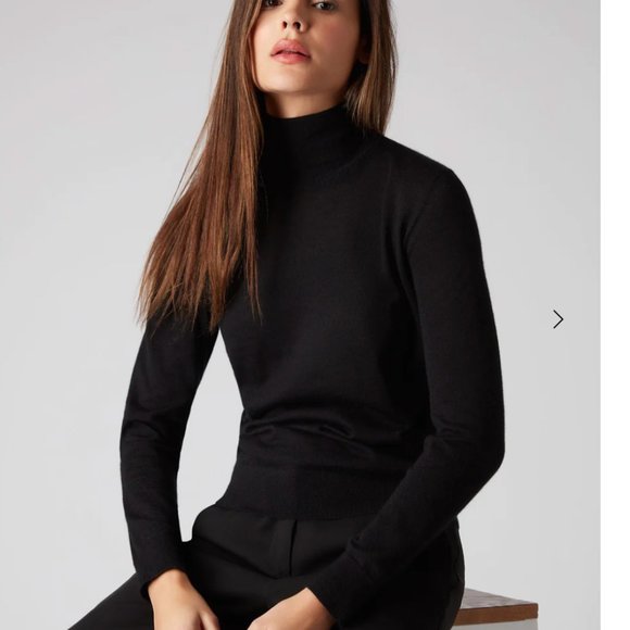 100% Black Cashmere - Petite Turtleneck - perfect, as new XS/S Attrib. to N.Peal - Picture 1 of 13
